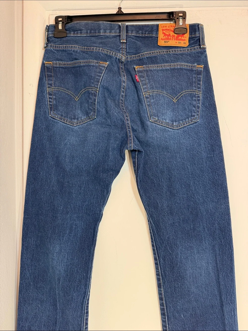 Levi 501 Medium Wash Stretch Blue Jeans 33X32